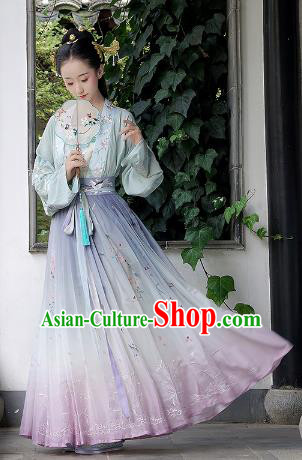 Chinese Ancient Noble Lady Clothing Traditional Song Dynasty Palace Princess Embroidered Hanfu Dress for Women