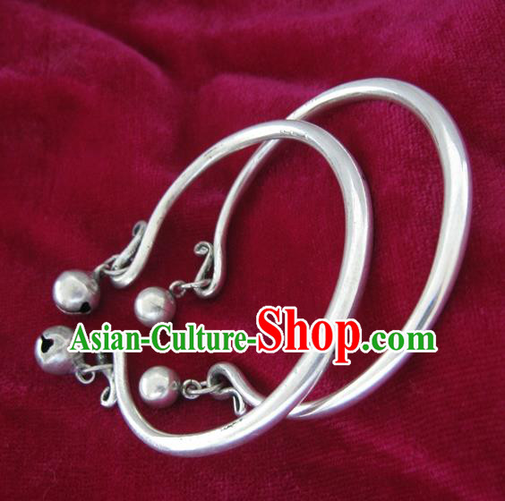 Chinese Miao Nationality Silver Ornaments Traditional Hmong Handmade Bracelets for Women