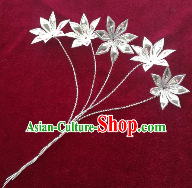 Chinese Traditional Miao Nationality Hair Accessories Hmong Sliver Flowers Hairpins Headwear for Women