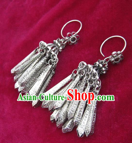 Chinese Handmade Miao Nationality Sliver Jewelry Accessories Hmong Earrings for Women