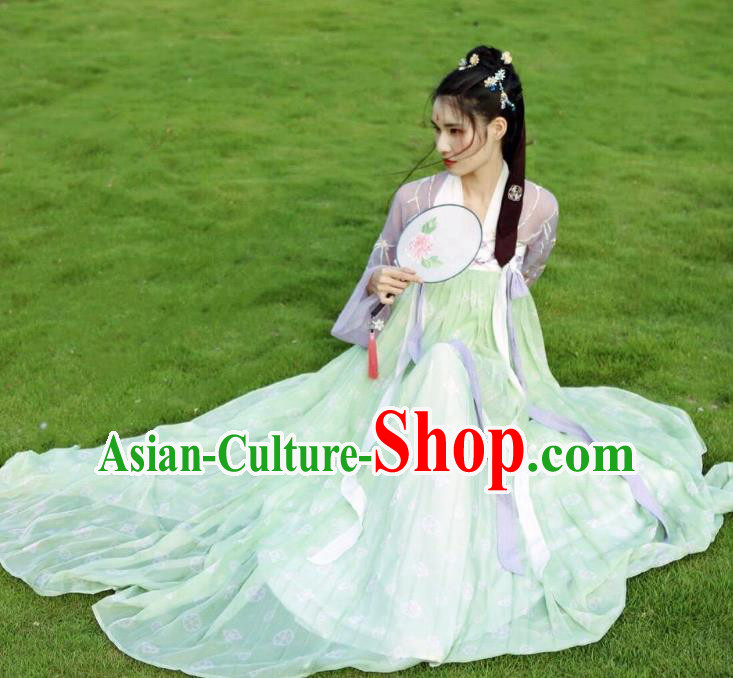 Traditional Chinese Tang Dynasty Aristocratic Lady Embroidered Costume Ancient Imperial Concubine Hanfu Dress for Women