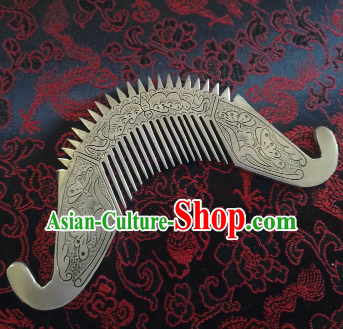 Traditional Chinese Miao Nationality Hair Comb Hanfu Sliver Hairpins Hair Accessories for Women