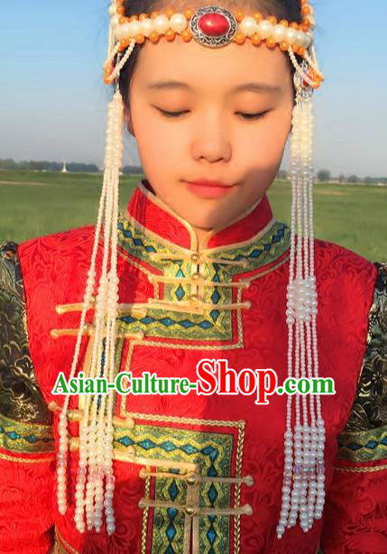 Chinese Traditional Mongol Stage Performance Hair Accessories, Mongolian Folk Dance Tassel Headwear for Women
