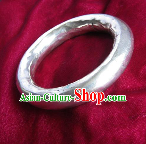 Handmade Chinese Miao Sliver Bracelet Traditional Hmong Sliver Bangle for Women