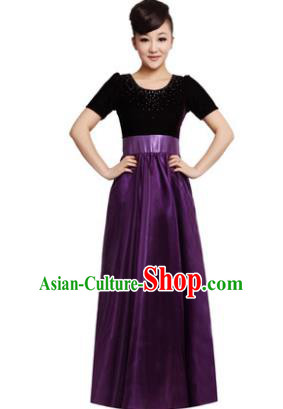 Professional Chorus Singing Group Stage Performance Costume, Compere Modern Dance Purple Dress for Women