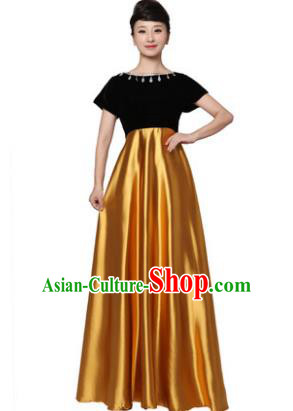 Professional Chorus Singing Group Stage Performance Costume, Compere Modern Dance Golden Dress for Women