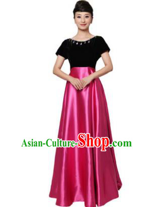 Professional Chorus Singing Group Stage Performance Costume, Compere Modern Dance Rosy Dress for Women