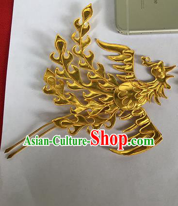 Chinese Traditional Miao Nationality Hair Accessories Golden Phoenix Hairpins Headwear for Women