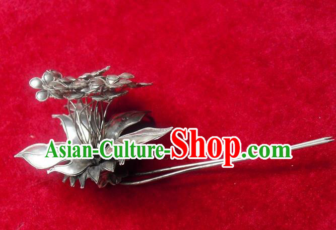 Chinese Traditional Miao Nationality Hair Accessories Flower Hairpins Headwear for Women