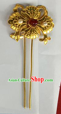 Chinese Traditional Miao Nationality Flower Hair Clip Hair Accessories Golden Hairpins Headwear for Women