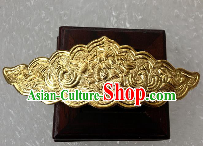 Traditional Chinese Miao Nationality Golden Hairdo Crown Hairpins Hair Accessories for Women