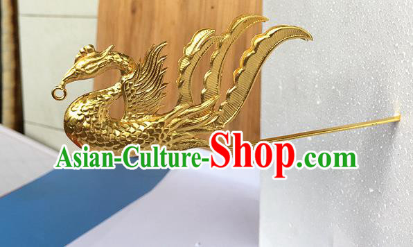 Traditional Chinese Miao Nationality Hair Clip Golden Phoenix Hairpins Hair Accessories for Women