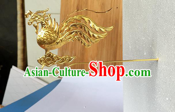 Traditional Chinese Miao Nationality Golden Phoenix Hair Clip Hairpins Hair Accessories for Women