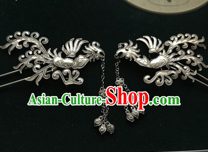 Traditional Chinese Miao Nationality Phoenix Hair Clip Tassel Hairpins Hair Accessories for Women