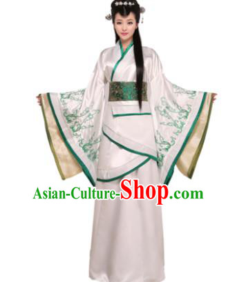 Traditional Chinese Han Dynasty Imperial Concubine Costume Ancient Princess White Hanfu Dress for Women