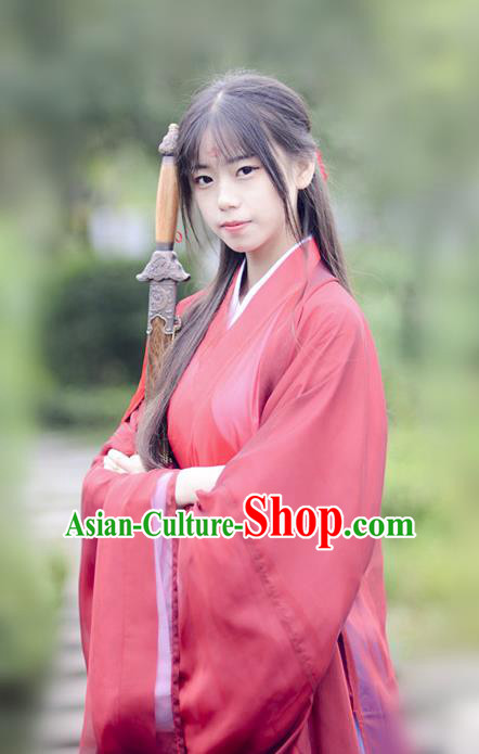 Chinese Ancient Female Knight-errant Hanfu Dress Jin Dynasty Swordsman Costumes for Women