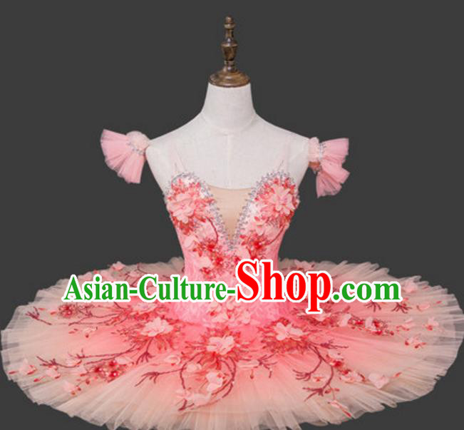 Top Grade Ballet Dance Costume Ballerina Dance Tu Tu Dancewear Pink Bubble Dress for Women