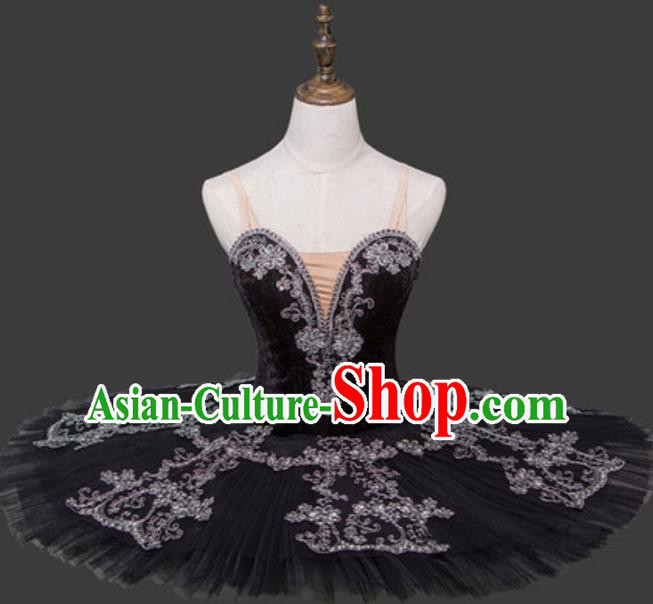 Top Grade Ballet Dance Costume Ballerina Dance Tu Tu Dancewear Black Bubble Dress for Women