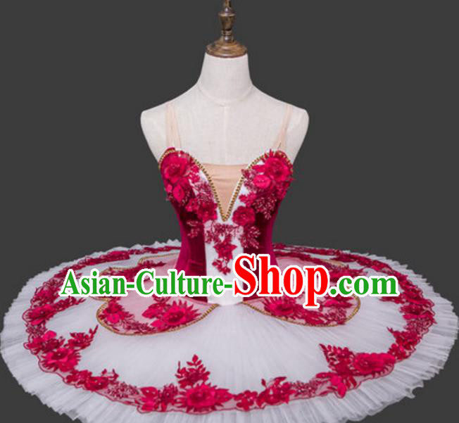 Top Grade Ballet Dance Costume Rosy Bubble Dress Ballerina Dance Tu Tu Dancewear for Women