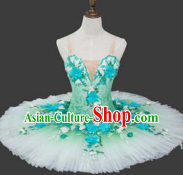 Top Grade Ballet Costume Green Bubble Dress Ballerina Dance Tu Tu Dancewear for Women