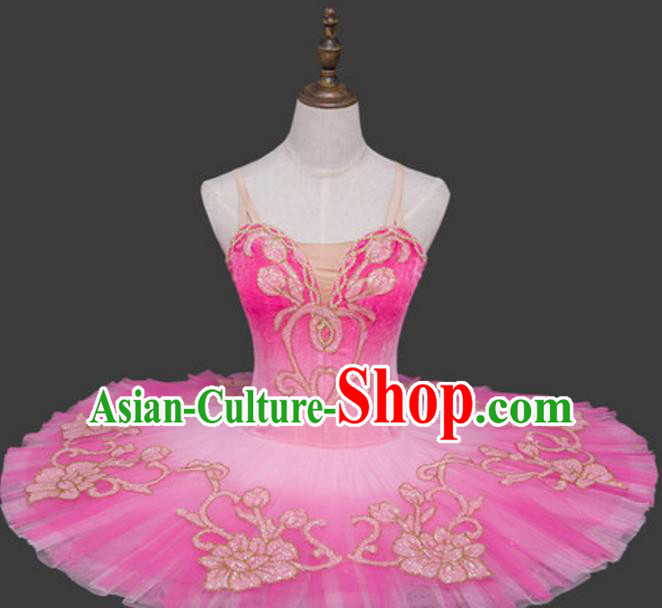 Top Grade Ballet Dance Costume Pink Bubble Dress Ballerina Skirt Tu Tu Dancewear for Women