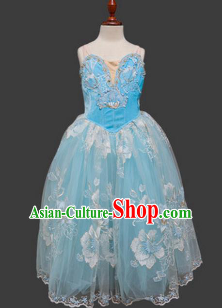 Top Grade Ballet Dance Costume Blue Dress Ballerina Skirt Tu Tu Dancewear for Women