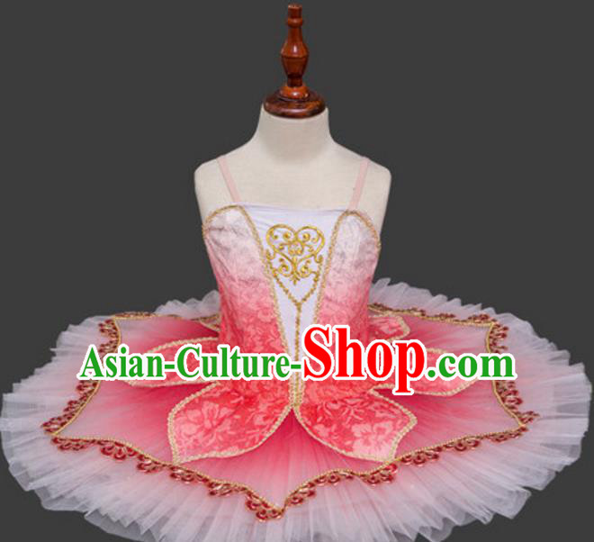 Top Grade Ballet Swan Dance Costume Pink Veil Dress Ballerina Skirt Tu Tu Dancewear for Women