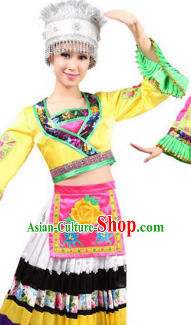 Traditional Chinese Yangge Fan Dance Folk Dance Ethnic Costume Classical Yangko Chorus Modern Dance Dress Halloween Clothing and Shoes