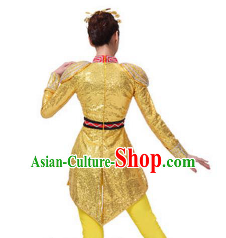 Traditional Chinese Yangge Fan Dance Folk Dance Ethnic Costume Classical Yangko Chorus Modern Dance Dress Halloween Clothing and Shoes