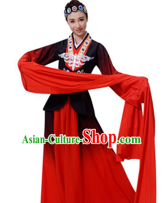 Top Grade Chinese Classical Dance Water Sleeve Dress Stage Performance Folk Dance Costume for Women