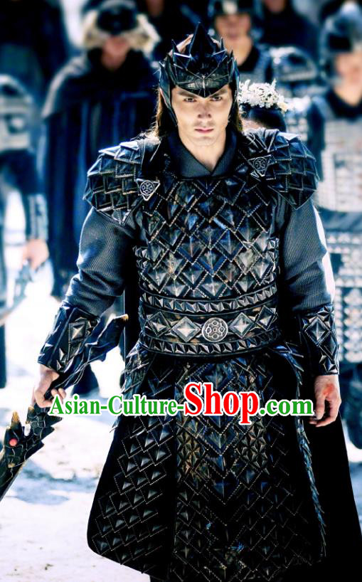 Chinese Ancient Swordsman Clothing Legend of Fu Yao General Historical Body Armor and Helmet Complete Set for Men