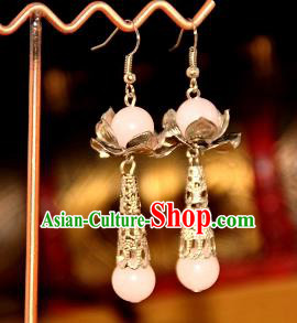 Chinese Traditional Ancient Earrings Accessories Hanfu Pink Eardrop for Women