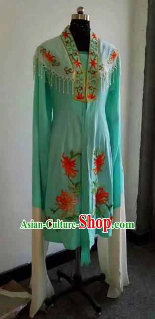 Chinese Traditional Beijing Opera Actress Costumes China Peking Opera Embroidered Chrysanthemum Blue Dress for Adults