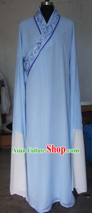 Chinese Traditional Beijing Opera Niche Costumes China Peking Opera Blue Robe for Adults