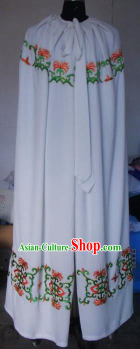 Chinese Traditional Beijing Opera Young Lady Costumes China Peking Opera Diva White Cloak for Adults