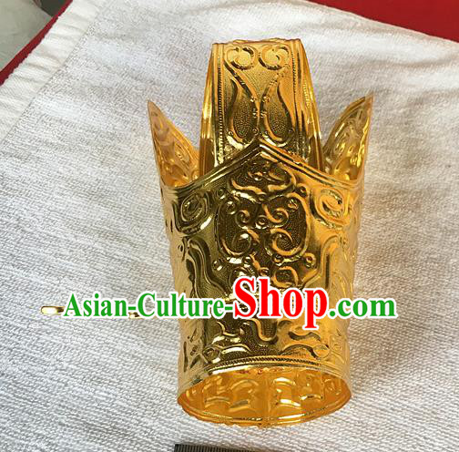 Chinese Traditional Ancient Emperor Golden Tuinga Hairdo Crown Hairpins Hair Accessories for Men