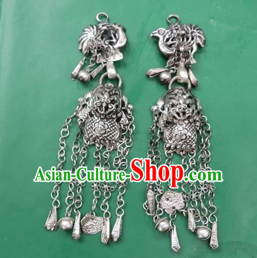 Chinese Traditional Ornaments Accessories Ancient Miao Minority Sliver Bird Earrings for Women