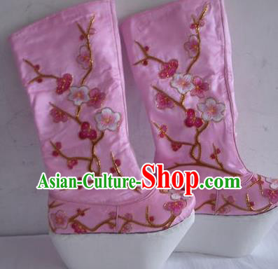 Chinese Traditional Beijing Opera Scholar Boots Embroidered Plum Blossom Shoes for Men