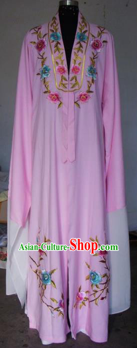 Chinese Traditional Beijing Opera Scholar Costumes Niche Embroidered Peony Pink Robe for Adults