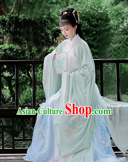 Chinese Ancient Jin Dynasty Imperial Concubine Hanfu Dress Embroidered Costumes Complete Set for Women