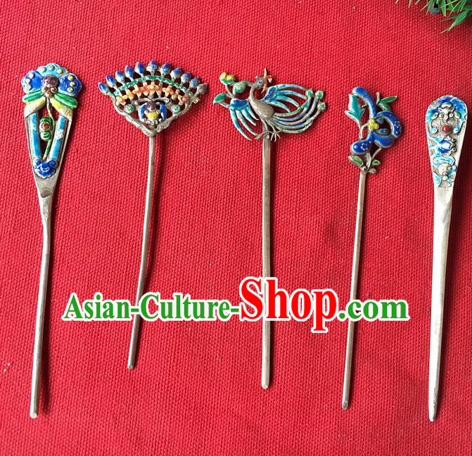 Chinese Traditional Ancient Blueing Hair Clip Hanfu Hairpins Hair Accessories for Women