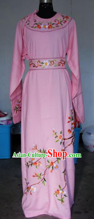 Chinese Traditional Shaoxing Opera Embroidered Peach Blossom Pink Robe Peking Opera Niche Costumes for Adults