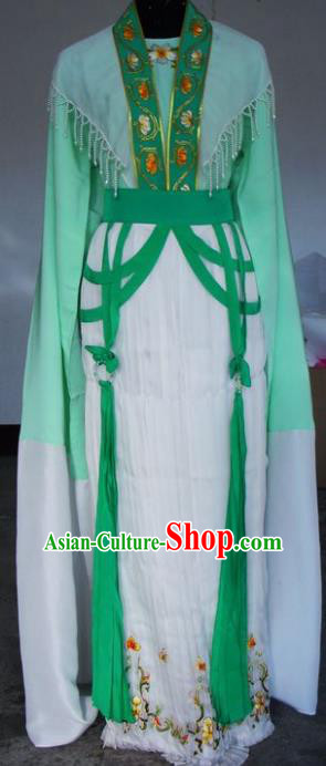 Chinese Traditional Beijing Opera Actress Green Dress China Peking Opera Embroidered Costumes for Adults