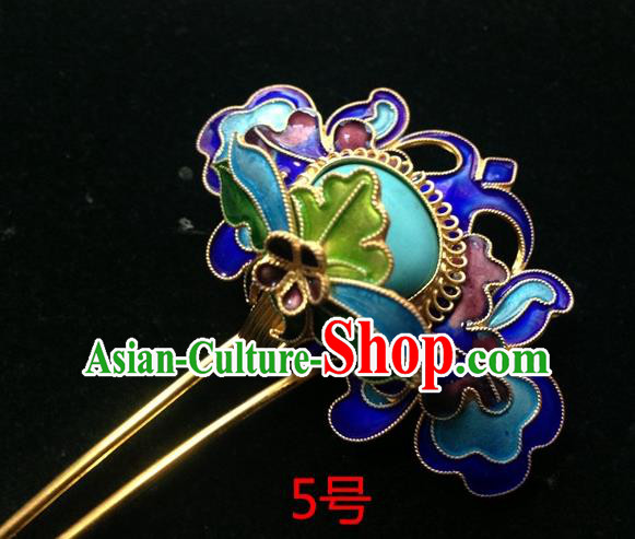 Chinese Traditional Ancient Cloisonne Lotus Hairpins Hair Accessories Hair Clip for Women