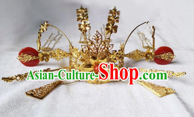 Chinese Traditional Hair Accessories Ancient Phoenix Coronet Hairpins Complete Set for Women