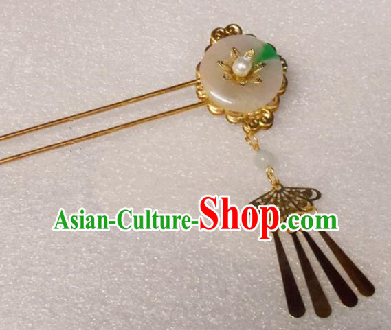 Chinese Traditional Hair Accessories Ancient Bride Hairpins Jade Hair Clip for Women