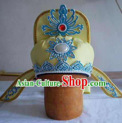 Chinese Traditional Beijing Opera Taoist Priest Scholar Yellow Hats for Men