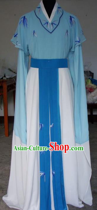 Chinese Traditional Beijing Opera Actress Embroidered Blue Dress China Peking Opera Princess Costumes for Adults
