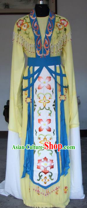 Chinese Traditional Beijing Opera Actress Embroidered Yellow Dress China Peking Opera Princess Costumes for Adults