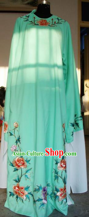 Chinese Traditional Shaoxing Opera Scholar Green Clothing Peking Opera Niche Embroidered Peony Costumes for Adults